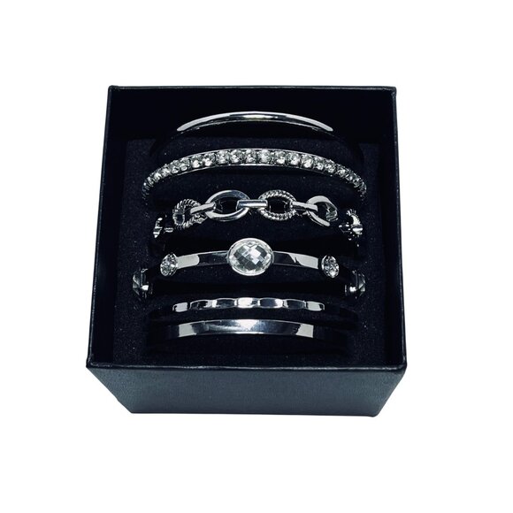 Christopher & Banks Lot Of 6 Silver Tone Bangle Bracelets (5582) - Picture 1 of 4